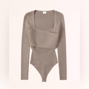 Abercrombie LuxeLoft Wrap Sweater Bodysuit Taupe Large L